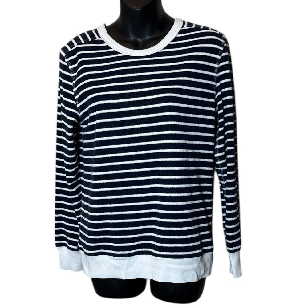 J peterman women’s small striped top terry material preppy coastal nautical